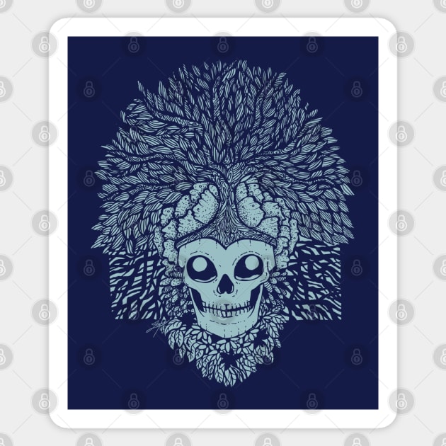 Skull and Tree Crown Sticker by zarya_kiqo